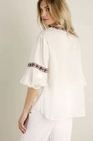 Blouse cotton voile embroidered Wit