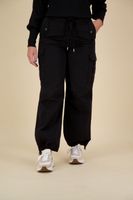 Loose cargo pants brisk cotton stretch twill Zwart