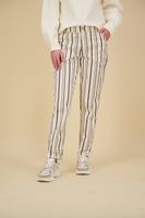 Loose pant multi stripe cotton twill Wit