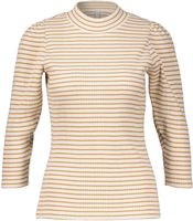 T-shirt mock neck lurex rib Wit