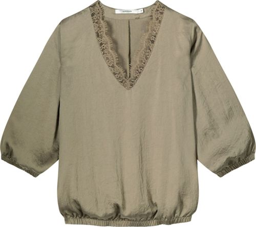 Summum Laced v neck top silky touch Bruin