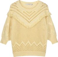 Fringe sweater cotton acrylic knit Geel