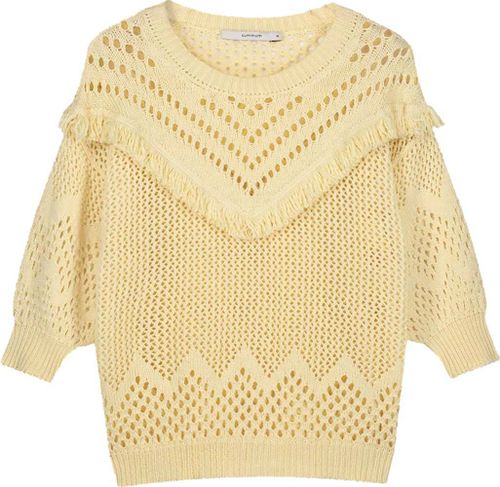 Summum Fringe sweater cotton acrylic knit Geel