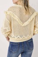 Fringe sweater cotton acrylic knit Geel