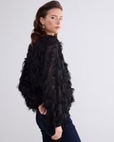 Blouse Fringe Fluffy Zwart