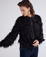 Blouse Fringe Fluffy Zwart