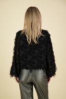 Blouse Fringe Fluffy Zwart