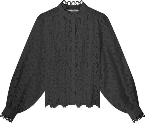 Summum Blouse Lace Organza Zwart