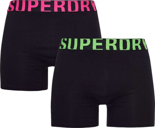 Superdry boxer dual logo double pack Zwart