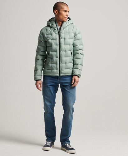 Superdry short quilted puffer real down Groen