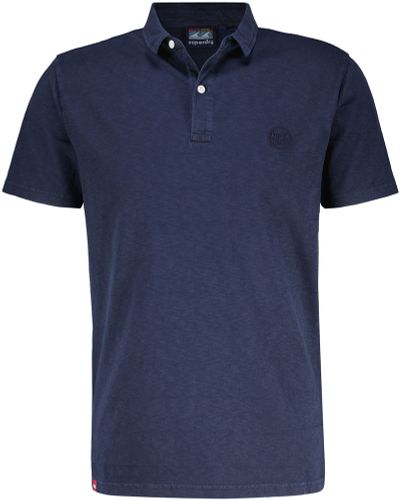 Superdry Polo textured jersey Blauw