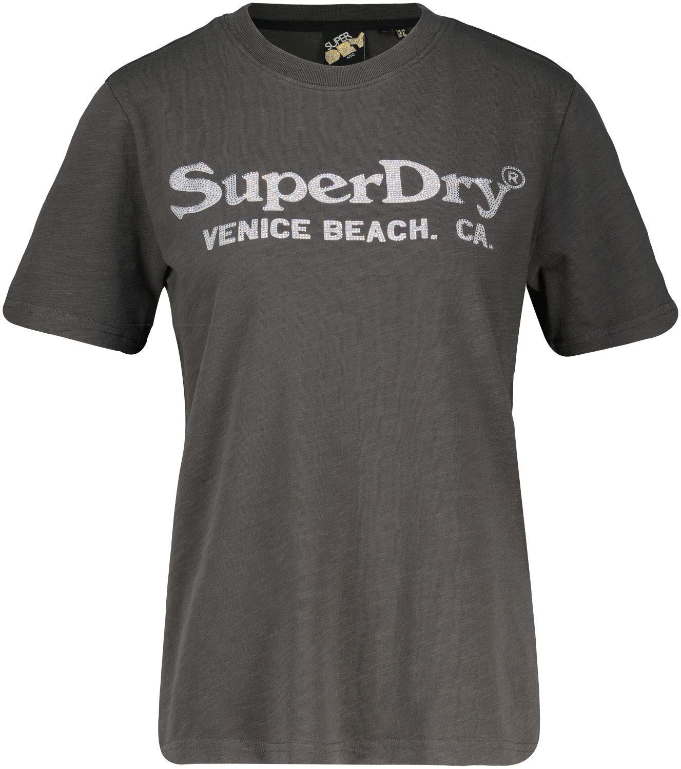 Superdry T-shirt Venice Beach Metallic Grijs