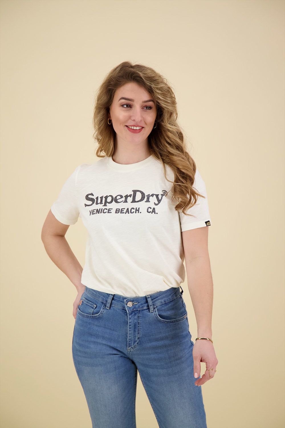 Superdry T-shirt Venice Beach Metallic Wit