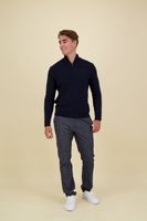 essential emb knit henley Blauw