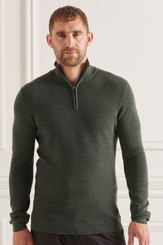 Superdry merino henley half zip jumper Groen