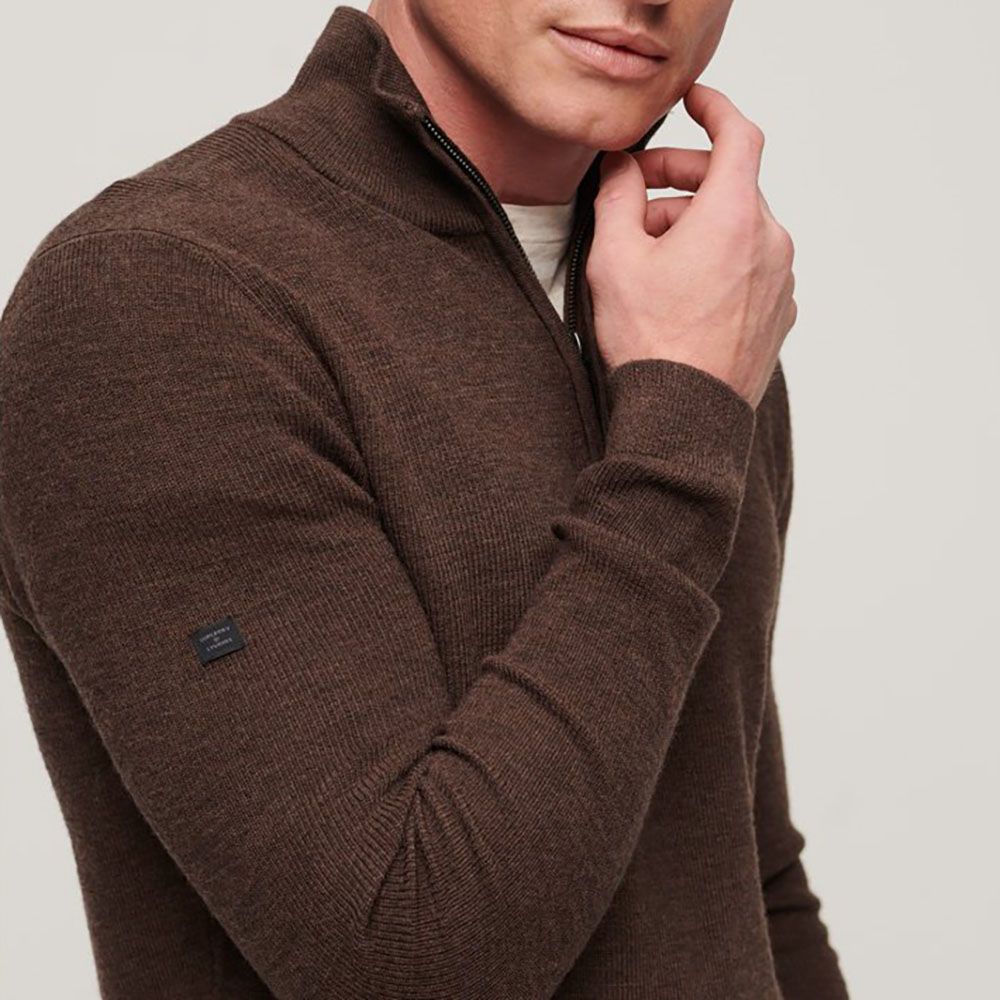 Superdry Trui Merino Henley Bruin