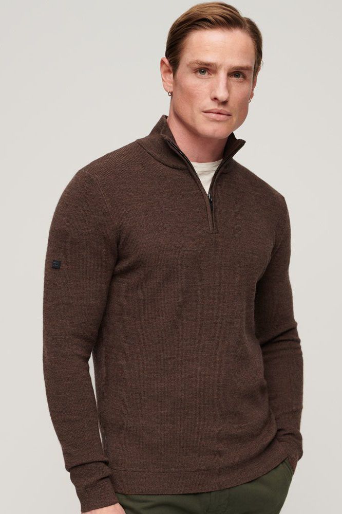 Superdry Trui Merino Henley Bruin