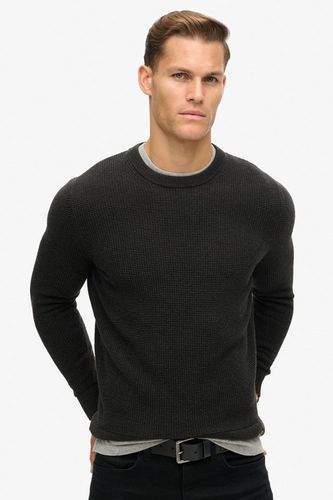 Superdry textured crew knit Zwart