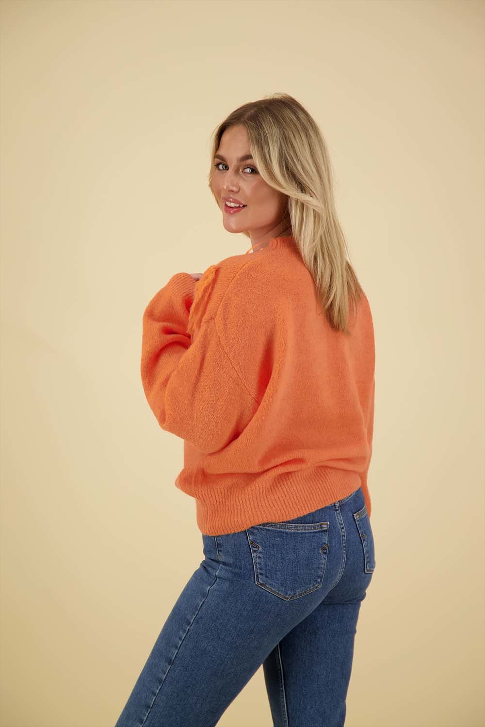 Esqualo Sweater Fringes Oranje Esqualo Sweater Fringes Oranje