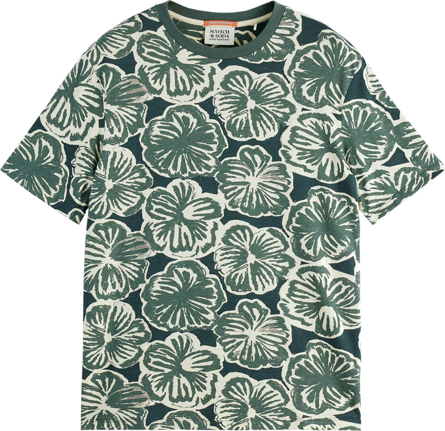 Scotch & Soda T-shirt Big All Over Print Groen Scotch & Soda T-shirt Big All Over Print Groen