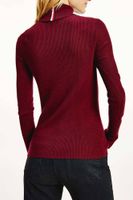 Lyocell wool roll-nk sweater Rood