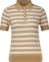 Co Lyocell button polo ss swt Beige