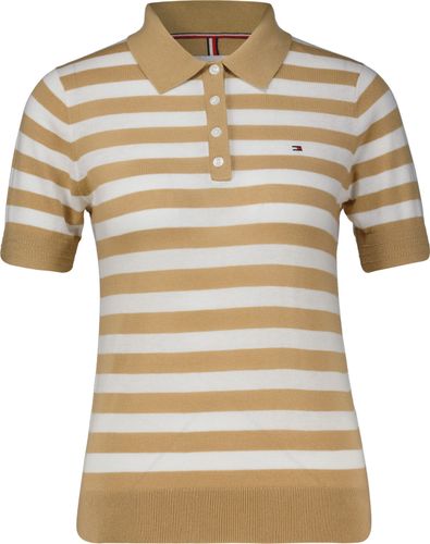 Tommy Hilfiger Co Lyocell button polo ss swt Beige