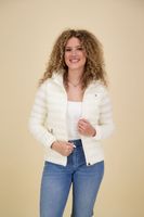 lw padded global stripe jacket Wit