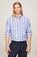 linen triple stripe shirt vj Blauw