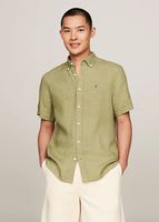 pigment dyed linen rf shirt s/s Groen