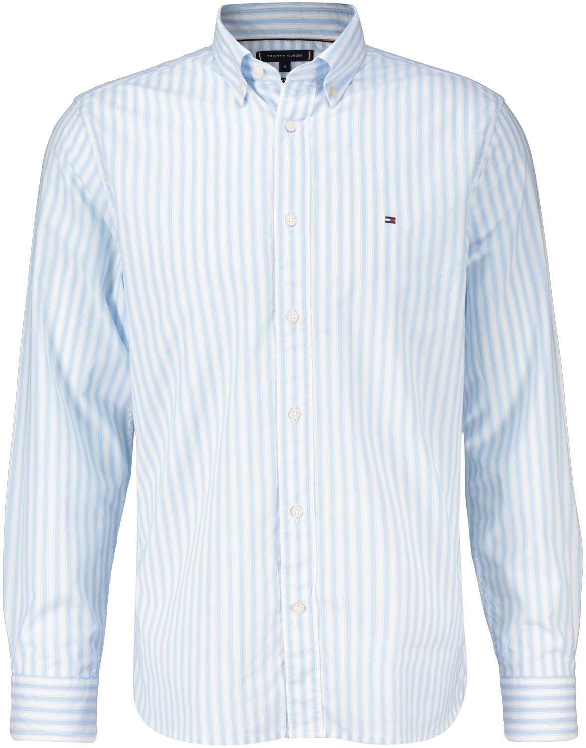 Tommy Hilfiger Overhemd Stripe Poplin Lichtblauw