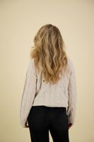 soft wool cable roll nk sweater Beige