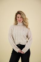 soft wool cable roll nk sweater Beige