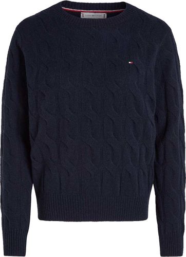 Tommy Hilfiger soft wool cable c-nk Blauw