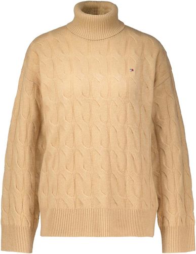 Tommy Hilfiger soft wool cable roll nk sweater Bruin