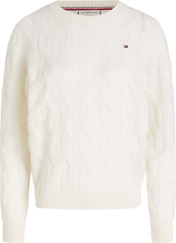 Tommy Hilfiger soft wool cable c-nk Wit