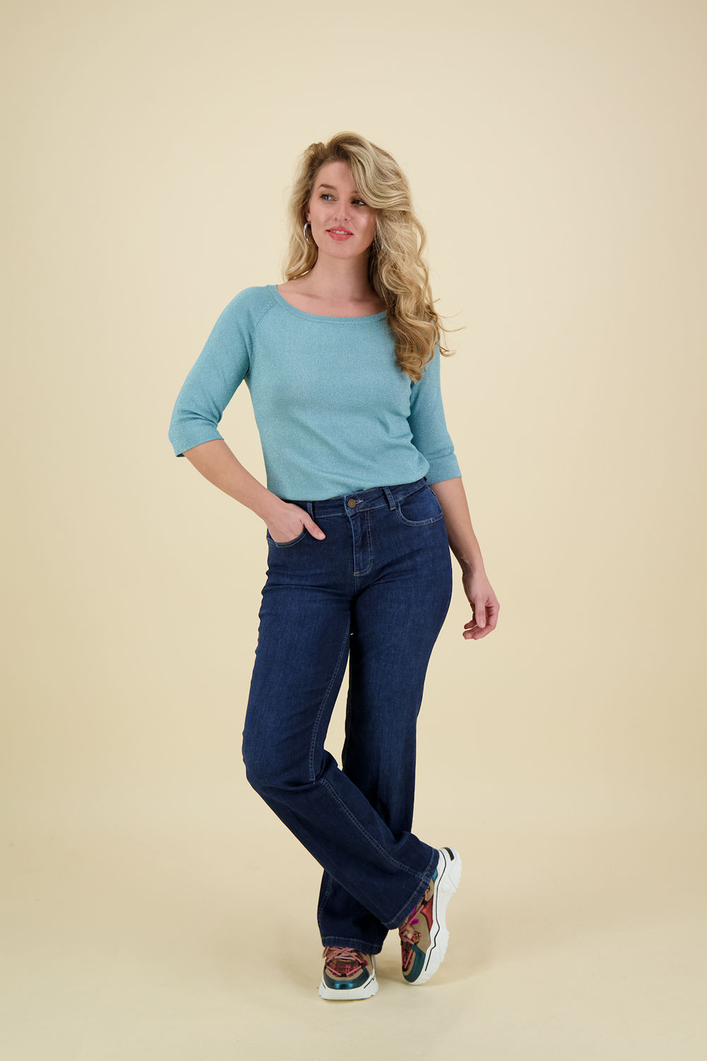 Vive La Femme Top Glitter Blauw Vive La Femme Top Glitter Blauw