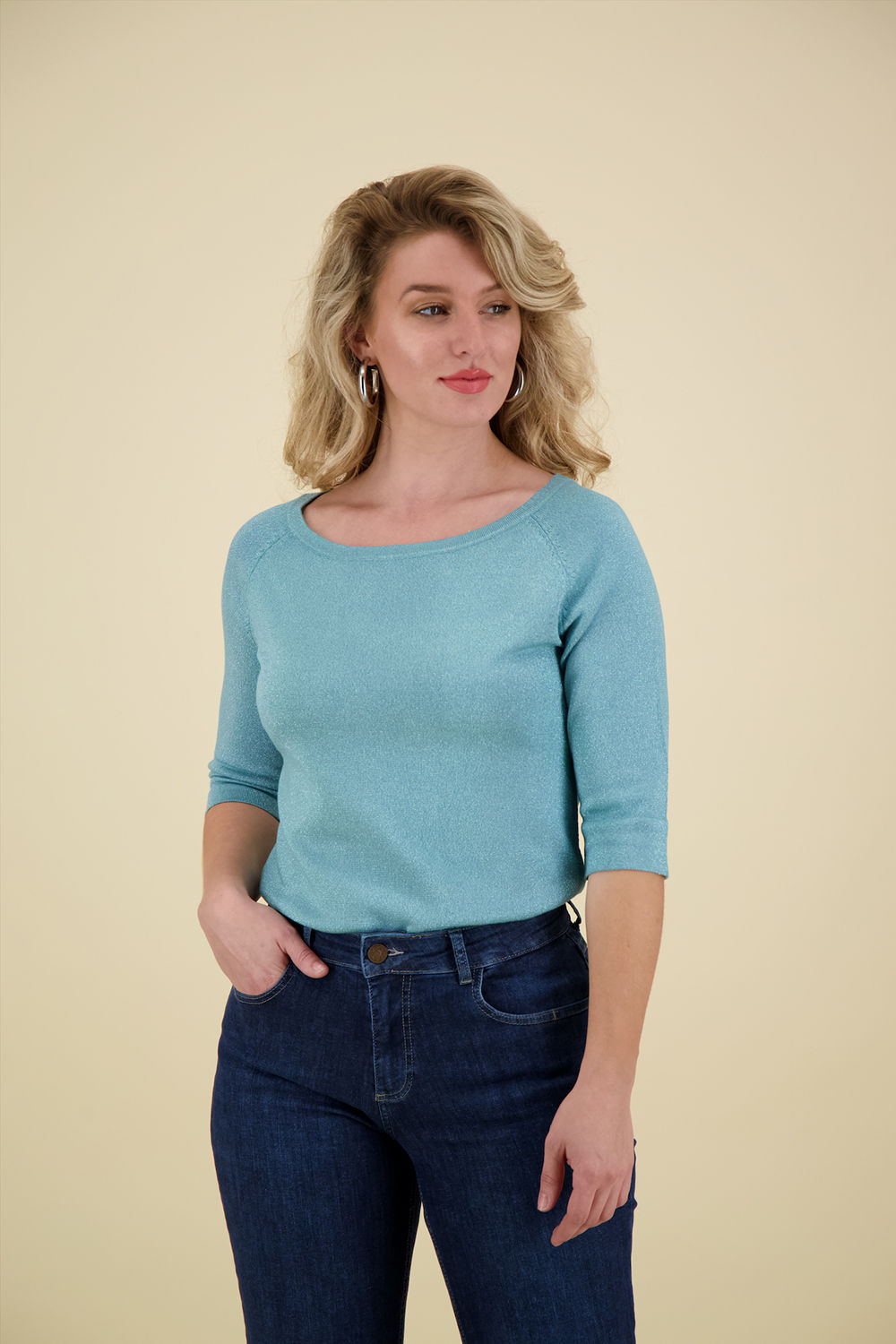 Vive La Femme Top Glitter Blauw Vive La Femme Top Glitter Blauw