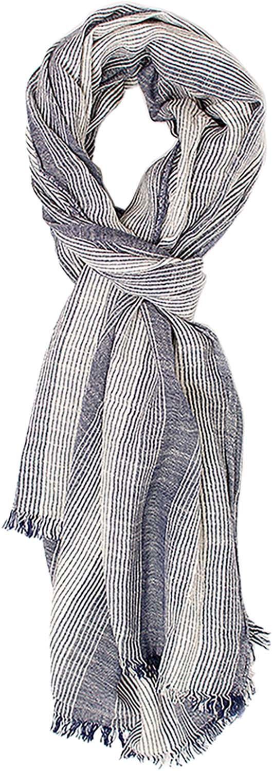 CANDIDO | Scarf with whispie stripes Blauw