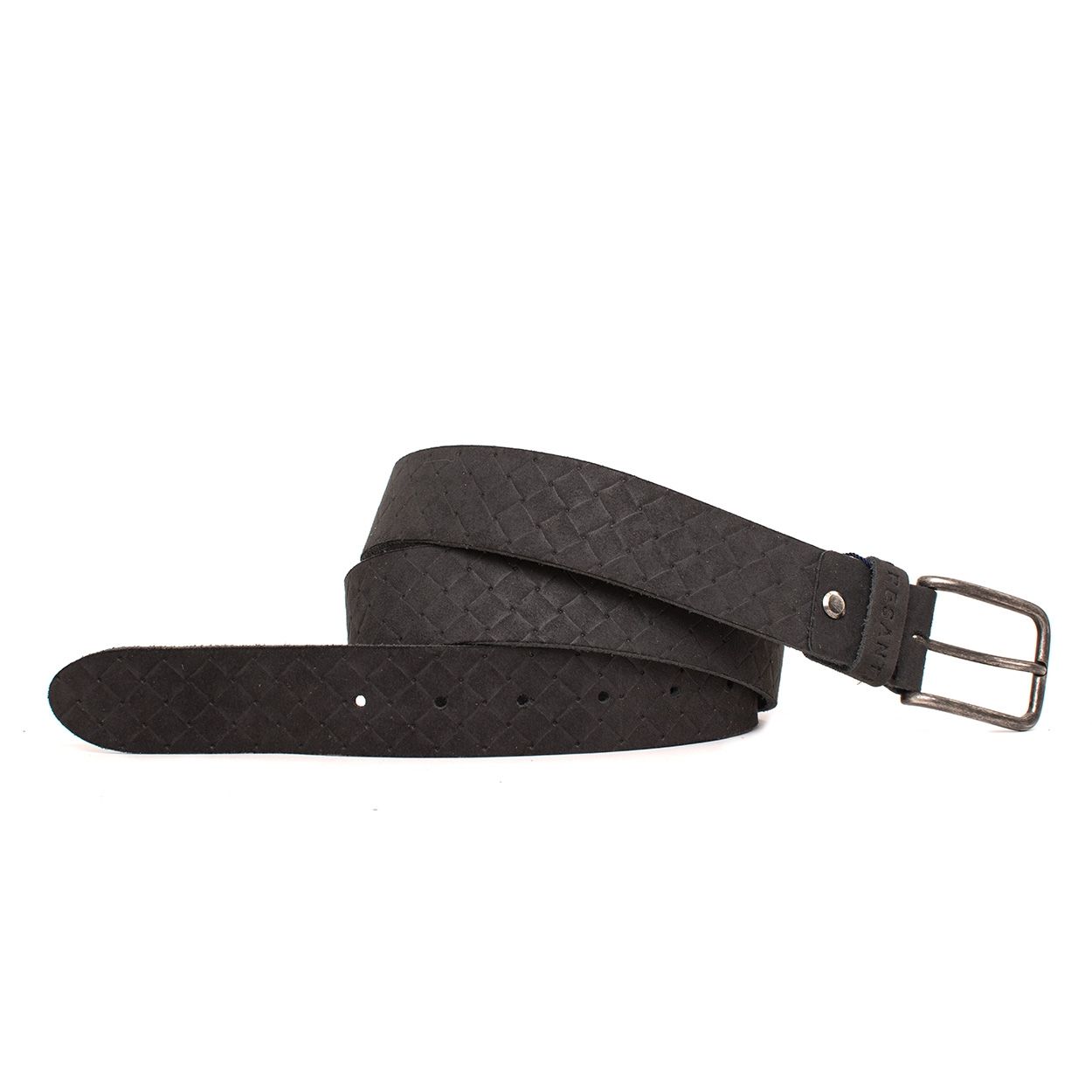 DANI | Nubuck leather belt with embossing Zwart