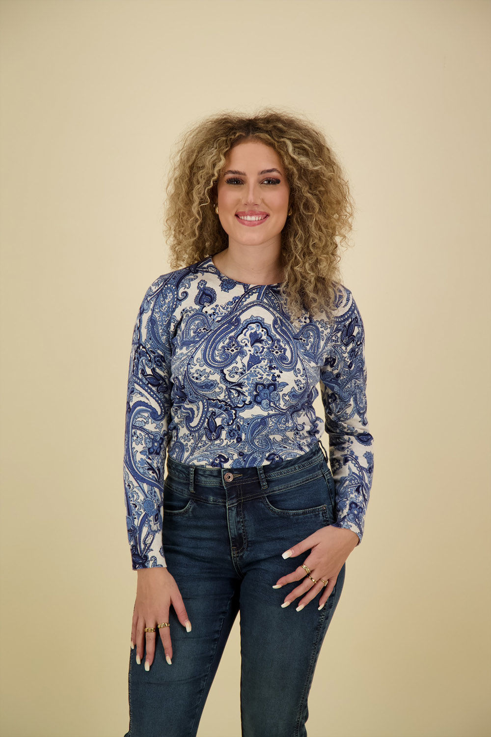 Bloomings Trui Paisley Blauw Bloomings Trui Paisley Blauw