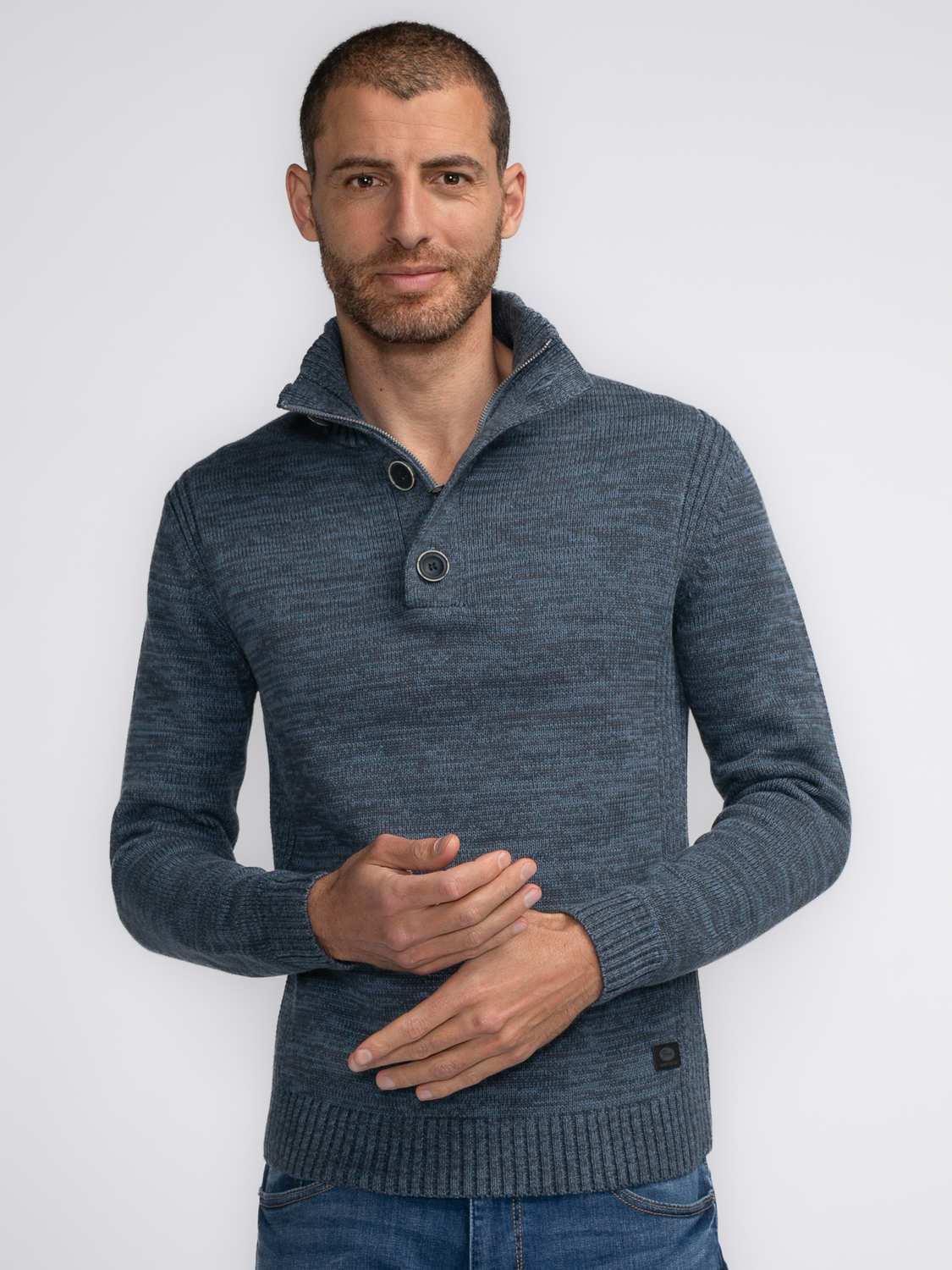 Petrol Trui Collar Blauw Petrol Trui Collar Blauw