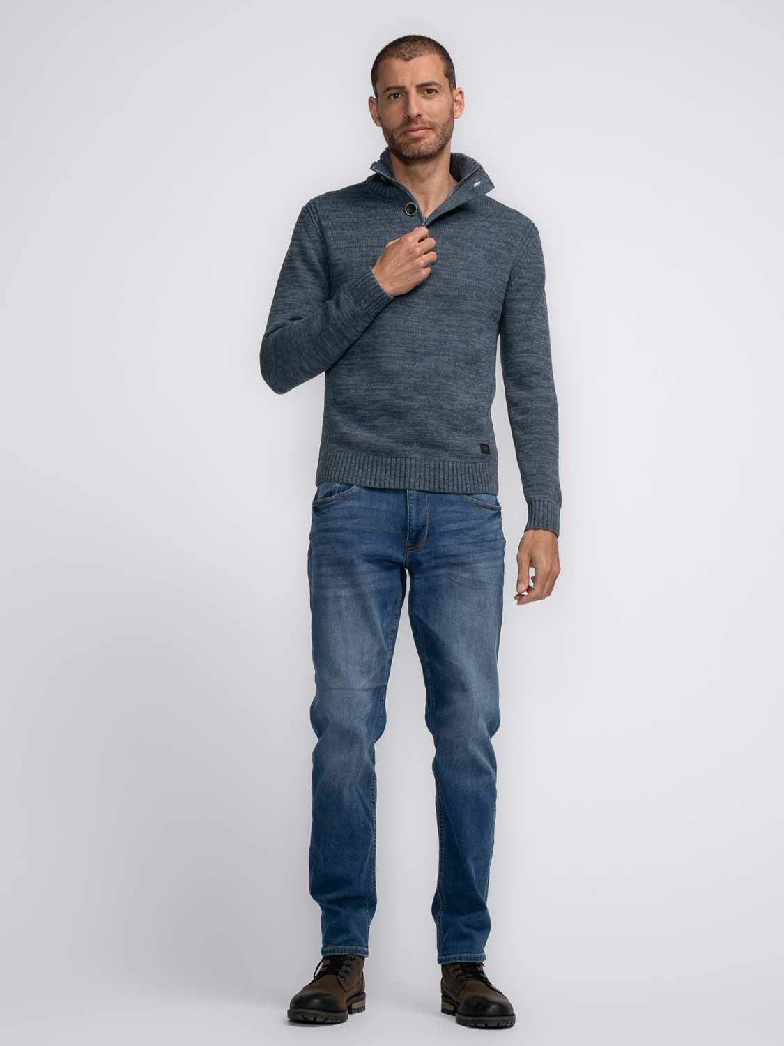 Petrol Trui Collar Blauw Petrol Trui Collar Blauw