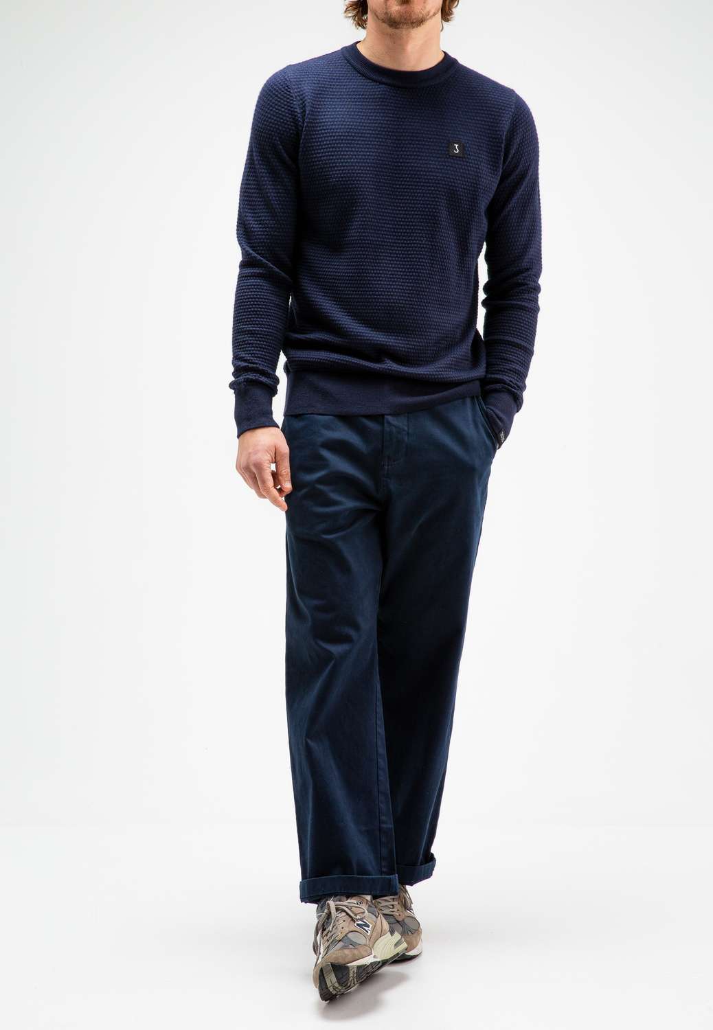 Butcher Of Blue Trui Structure Crew Donkerblauw Butcher Of Blue Trui Structure Crew Donkerblauw
