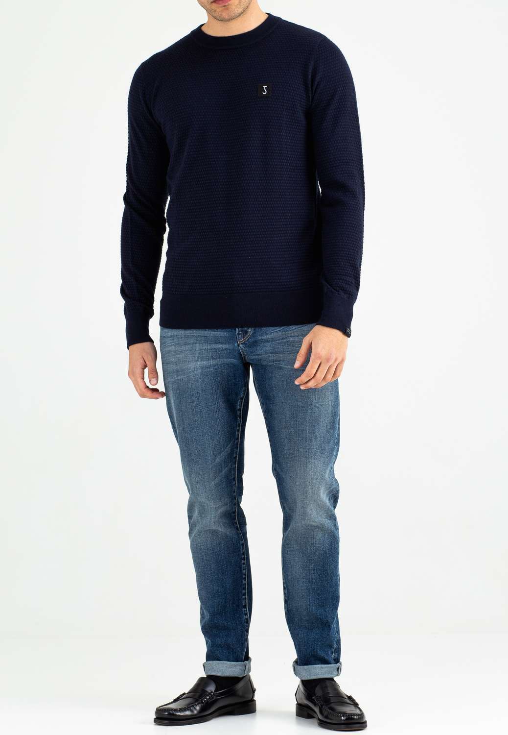 Butcher Of Blue Trui Structure Crew Donkerblauw Butcher Of Blue Trui Structure Crew Donkerblauw