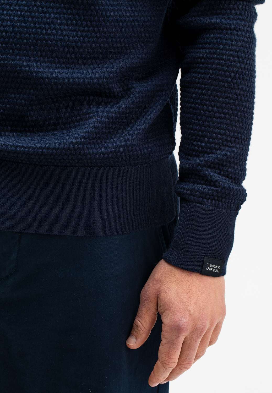 Butcher Of Blue Trui Structure Crew Donkerblauw Butcher Of Blue Trui Structure Crew Donkerblauw