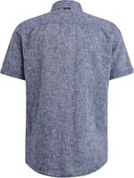 Short Sleeve Shirt Linen Cotton Bl Blauw