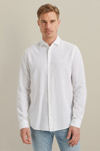 Vanguard Long Sleeve Shirt Linen Cotton ble Wit