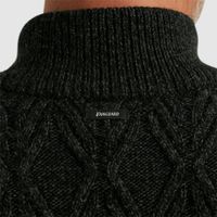 Half zip collar heavy knit mixed y Zwart