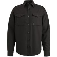 Long Sleeve Shirt Melange Twill St Zwart